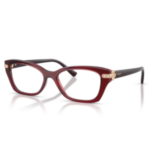 Occhiali da vista Vogue VO5704B 3286 Bordeaux Trasparente da donna con montatura Cat Eye e dettagli dorati