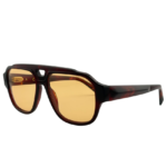 Occhiali da sole Epoka PECK02 Havana con montatura oversize squadrata, doppio ponte e lenti ambra