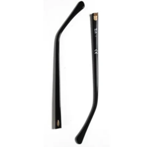 Coppia di aste di ricambio Ray-Ban Clubmaster RB3016 Nero Lucido con terminali curvati e dettagli metallici dorati