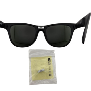 Ricambio ponte centrale Ray-Ban Wayfarer Folding RB4105 argentato con viti di montaggio e dettaglio della posizione sul frontale